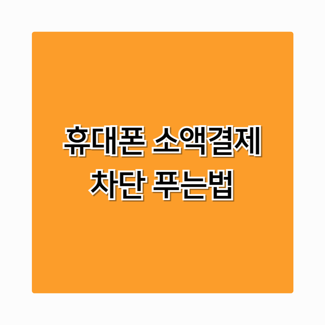 휴대폰 소액결제 차단 푸는법