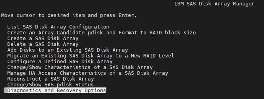 Diagnostics and Recovery 메뉴 화면