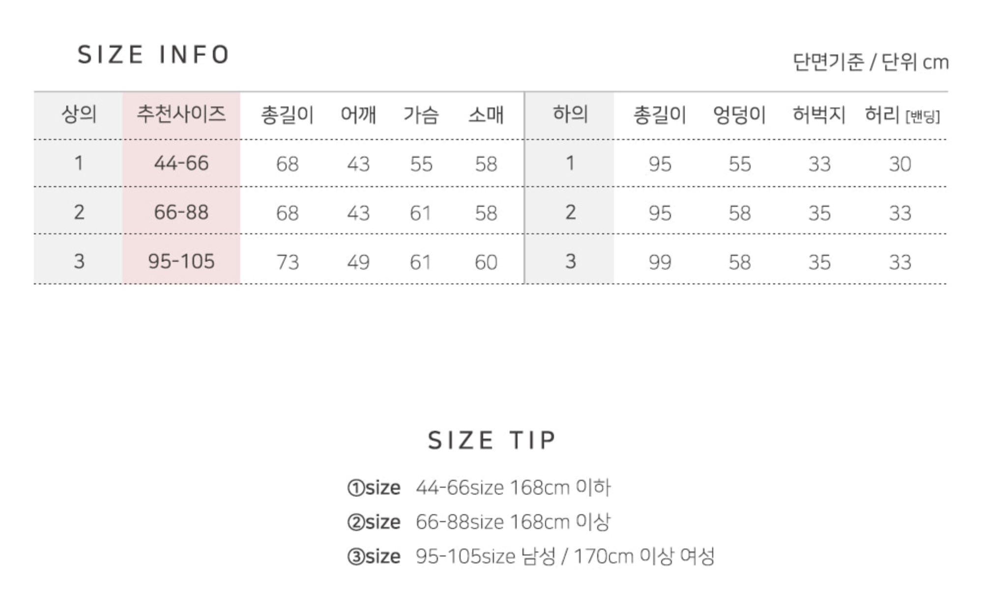 사이즈표