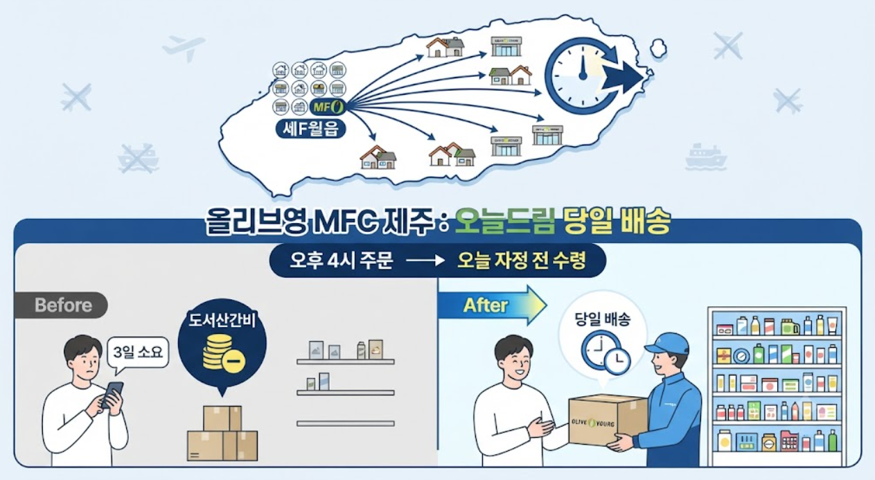 올리브영 제주 MFC (물류센터, 오늘드림, 배송격차)
