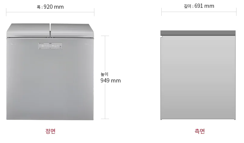 LG 디오스 김치톡톡 K227S121 크기