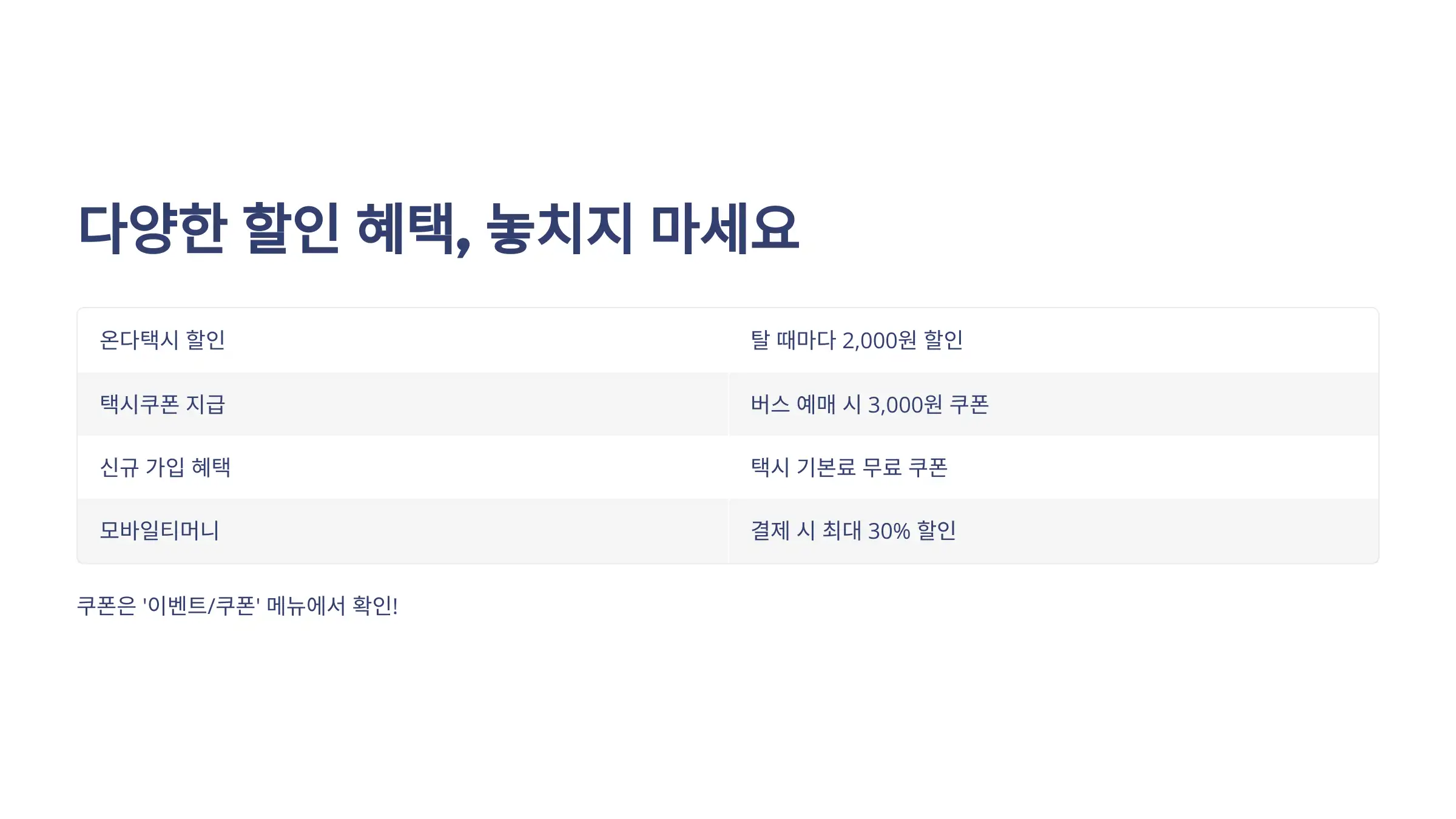 다양한 할인 혜택, 놓치지 마세요