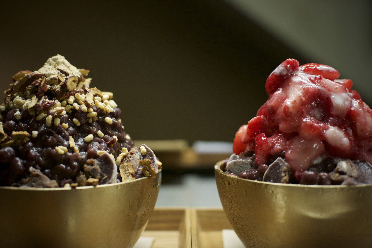 대추팥빙수와 딸기팥빙수 사진