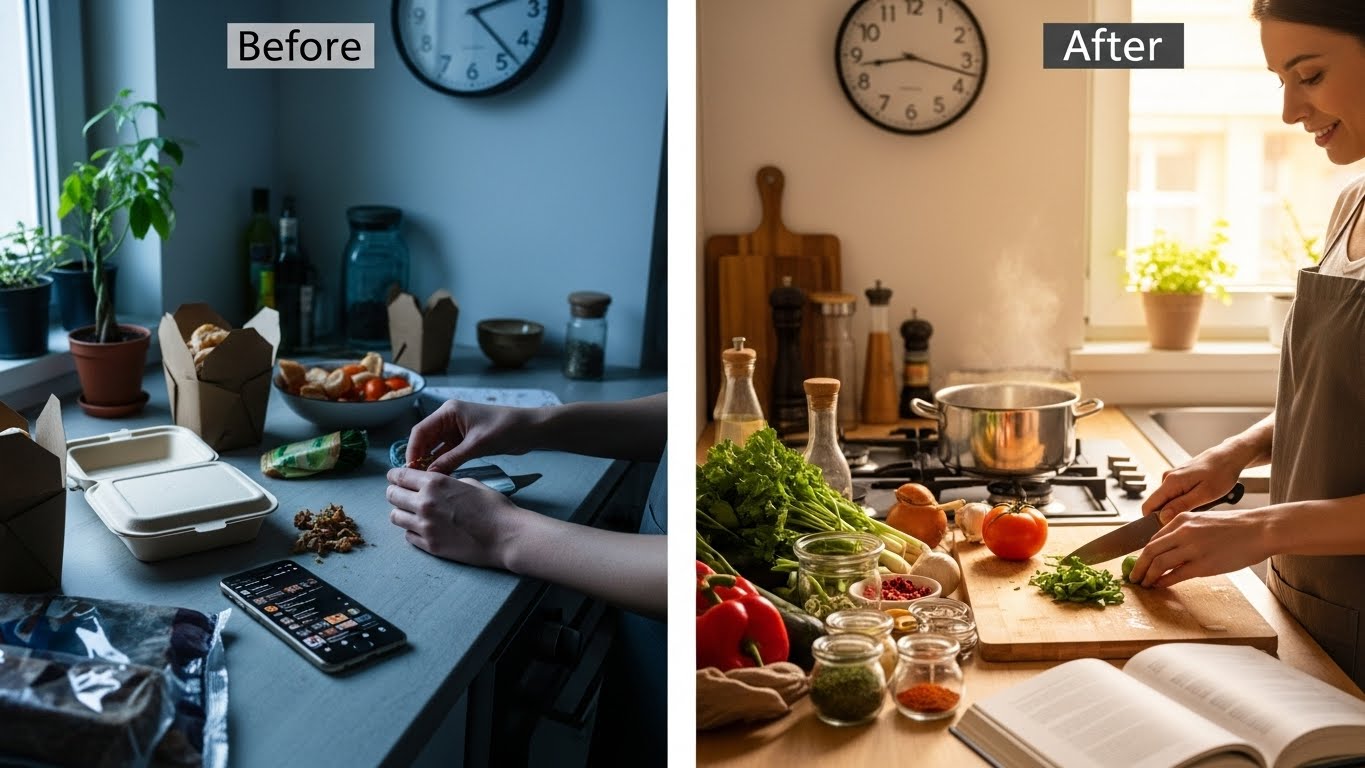 요리를 통해 달라진 생활 패턴이 하루의 리듬을 바꾸는 과정