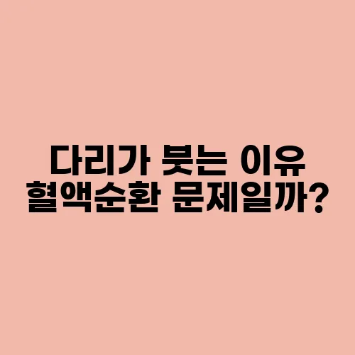 다리가 붓는 이유 혈액순환 문제일까?
