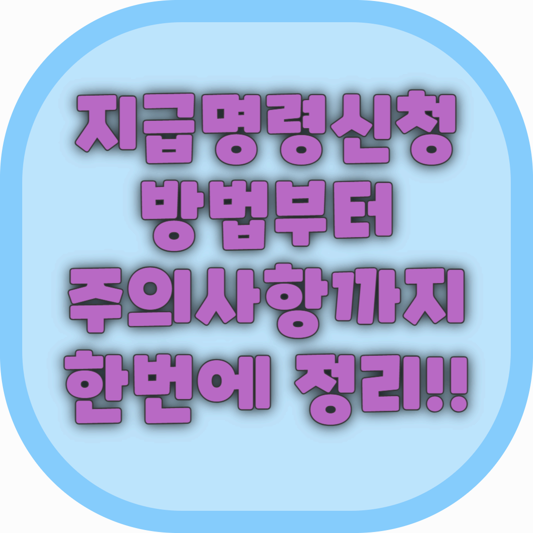 지금명령신청 방법부터 주의사항까지