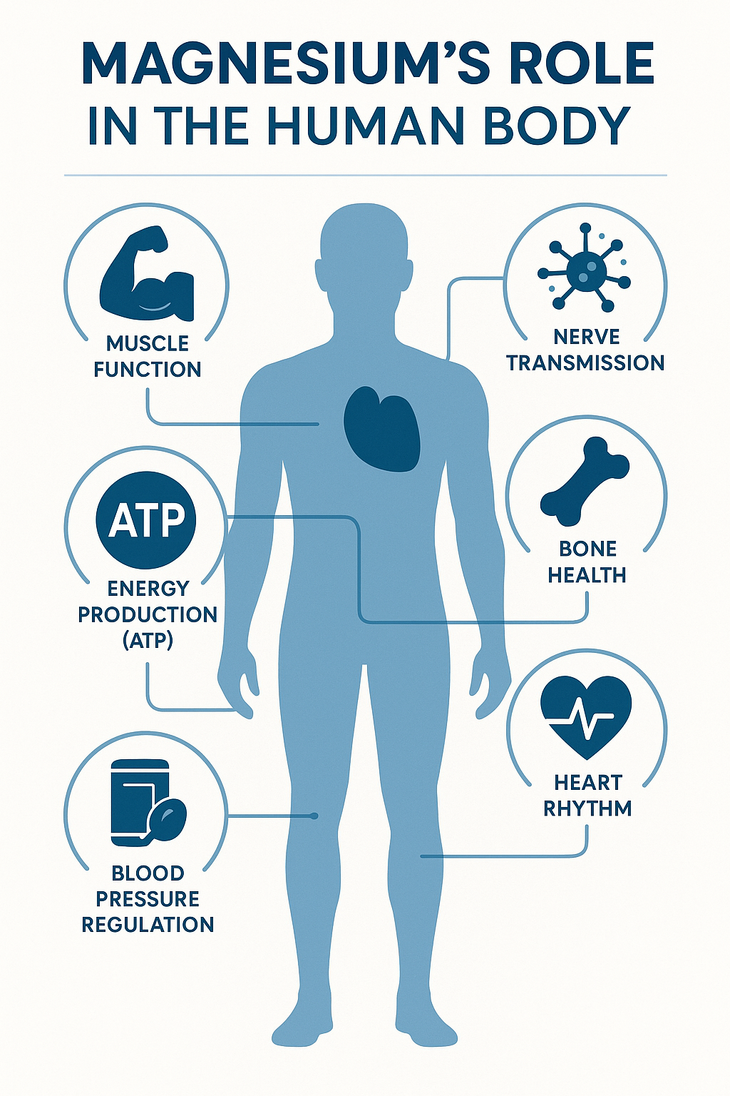 마그네슘의 체내 역할을 보여주는 인포그래픽