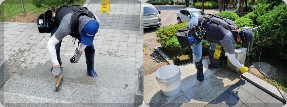 석재관련 약품 도포작업
