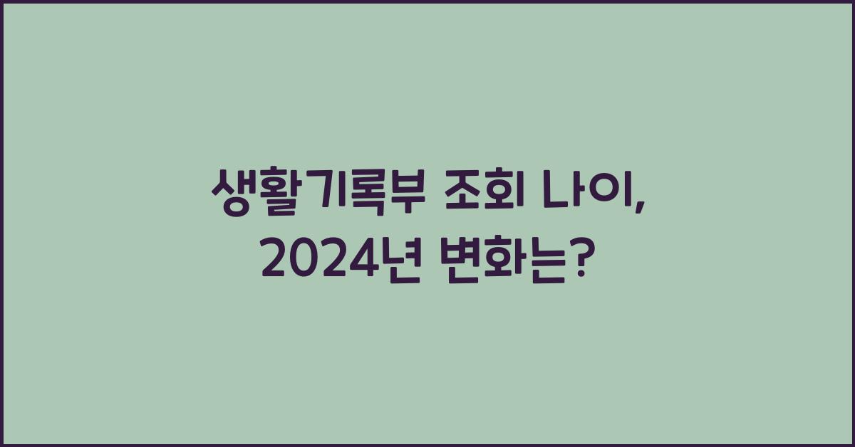 생활기록부 조회 나이