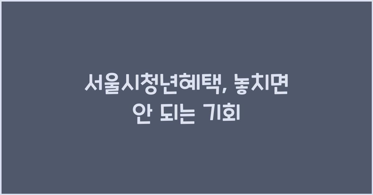 서울시청년혜택