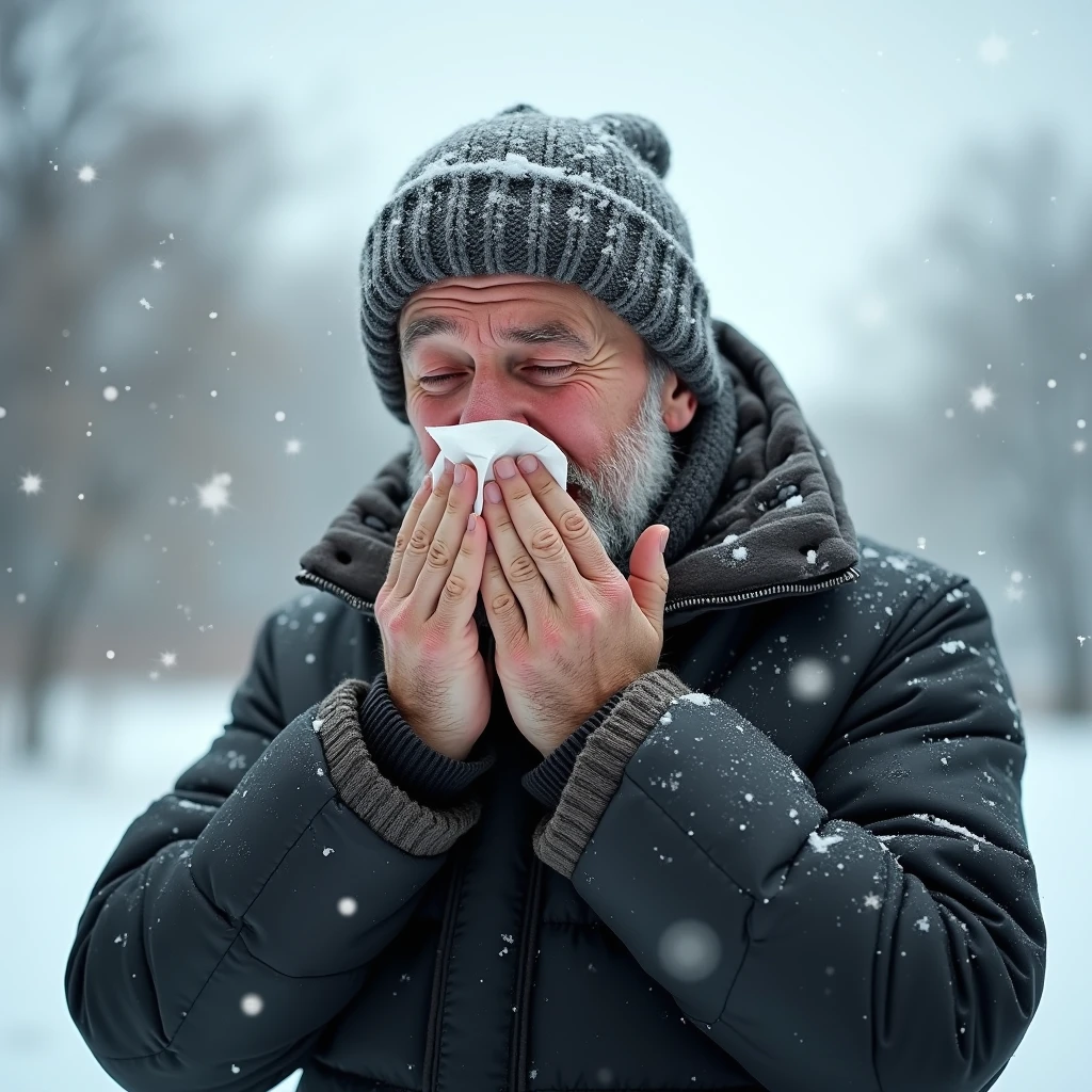 감기에 걸린 남자 이미지