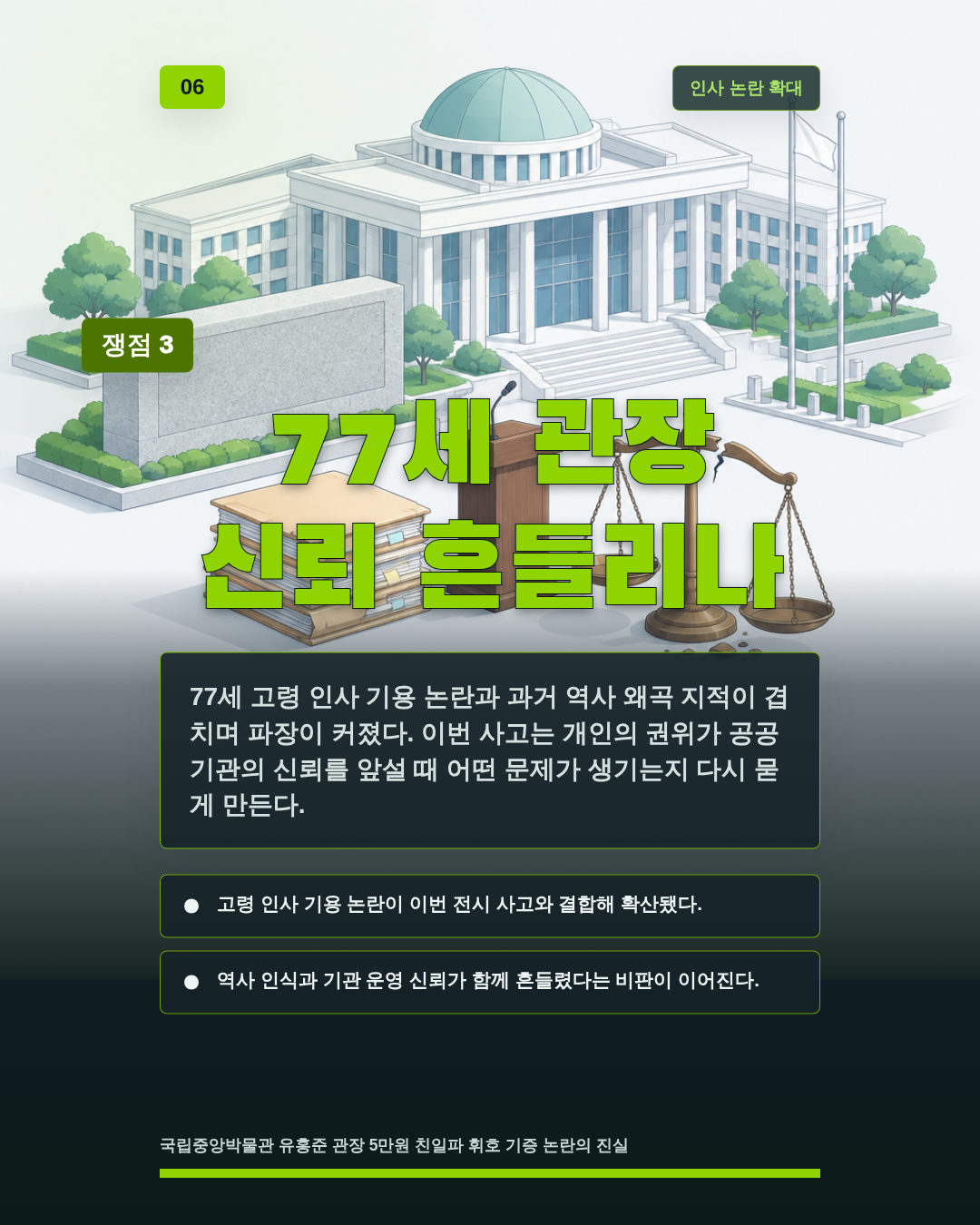 77세 관장 신뢰 흔들리나