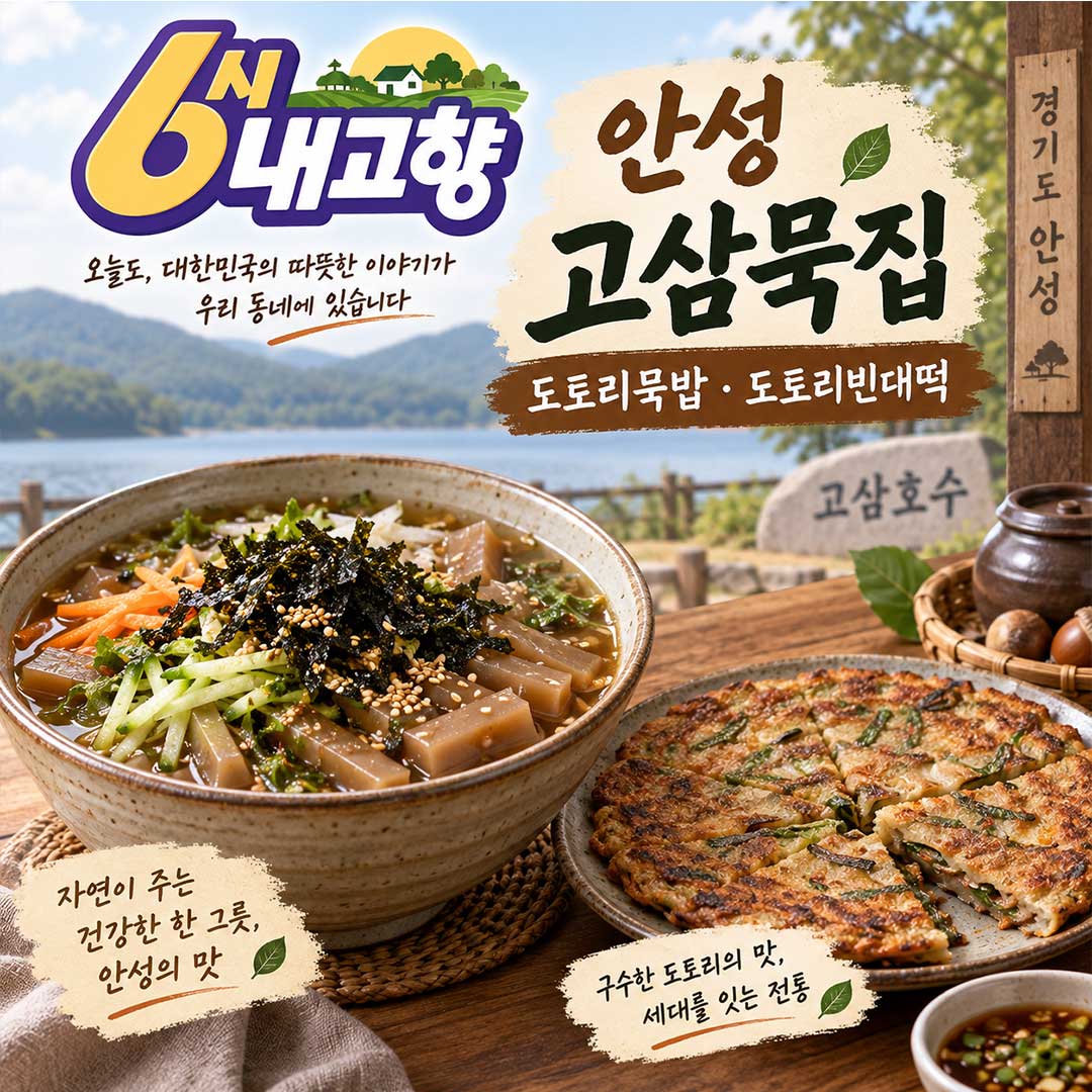 6시 내고향 안성 도토리묵밥 도토리빈대떡 고삼묵집 위치 가격