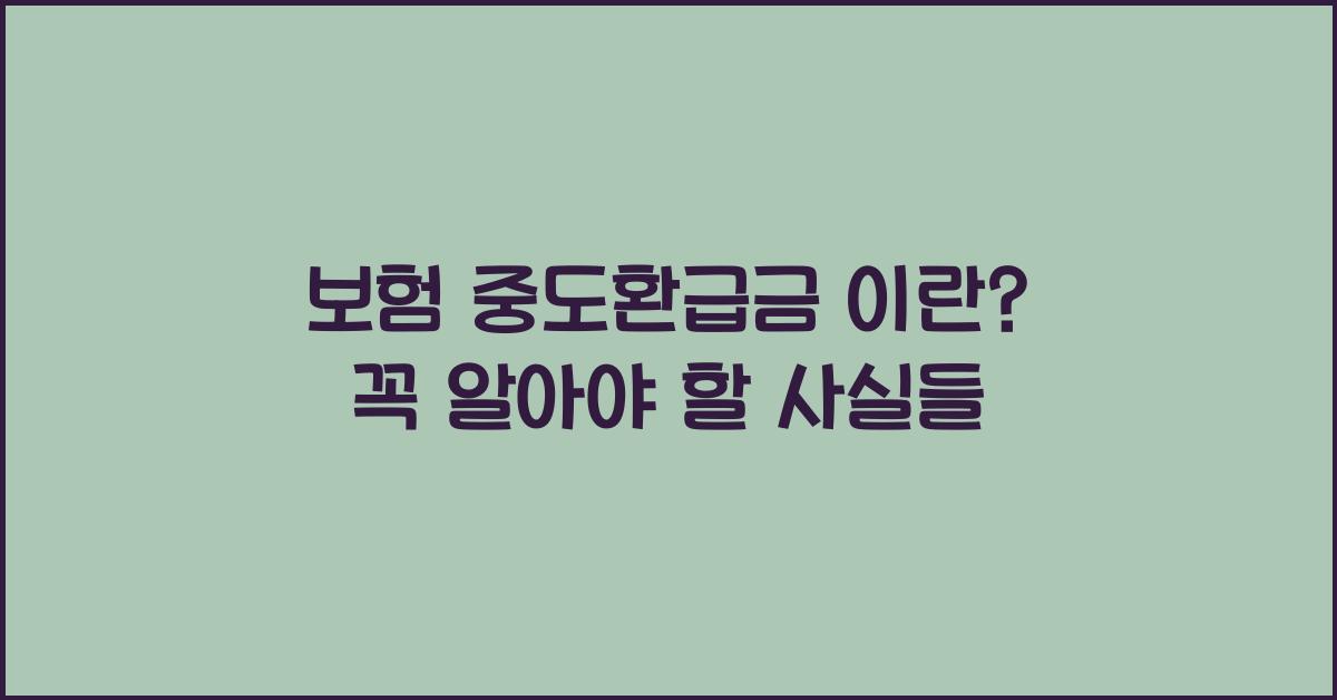 보험 중도환급금 이란