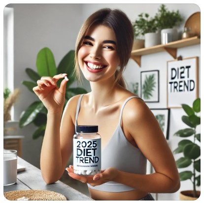 다이어트 보조제 먹는 이미지