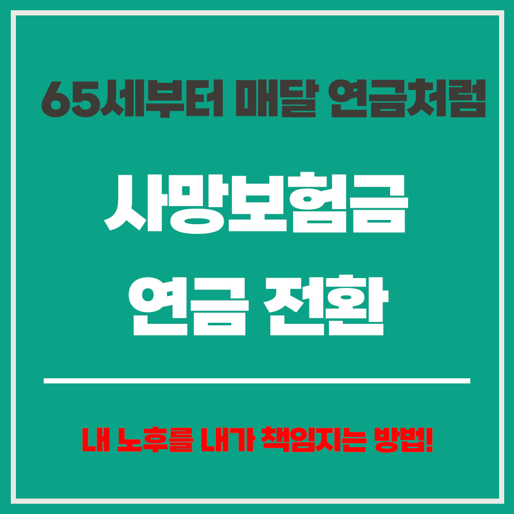 사망보험금 연금 전환 사후소득 사망보험금 생전소득 노후생활의 안정적 소득