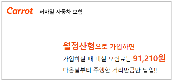 캐롯 퍼마일 자동차 보험 보험료