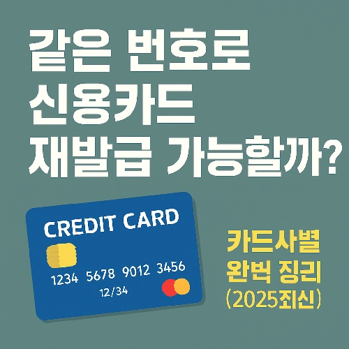 같은 번호로 신용카드 재발급 가능할까?(카드 번호 유지)