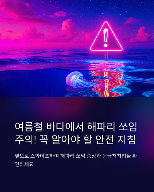 여름철 바다에서 해파리 쏘임 주의