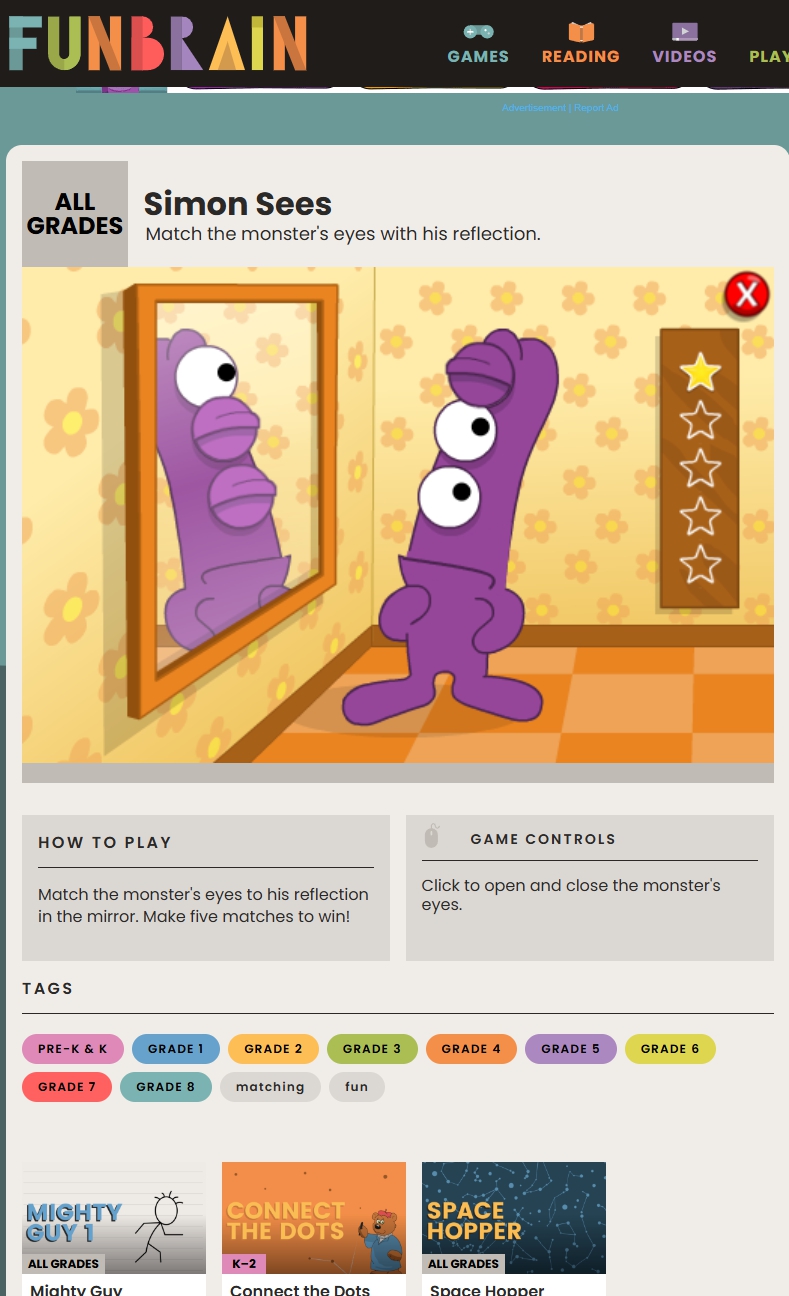 Funbrain 게임을 하면서 학습