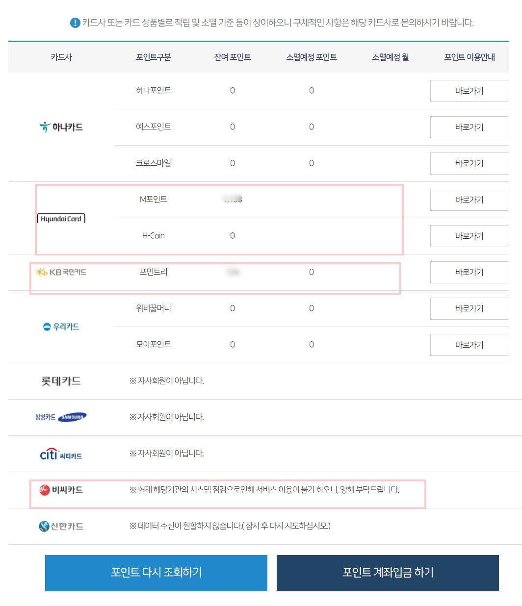 카드포인트통합조회8