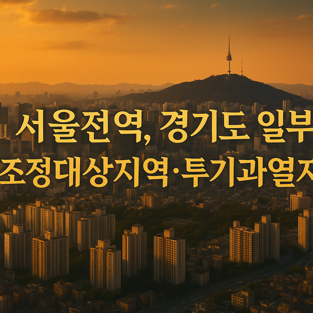 서울전역,경기도 일부 조정대상지역·투기과열지구