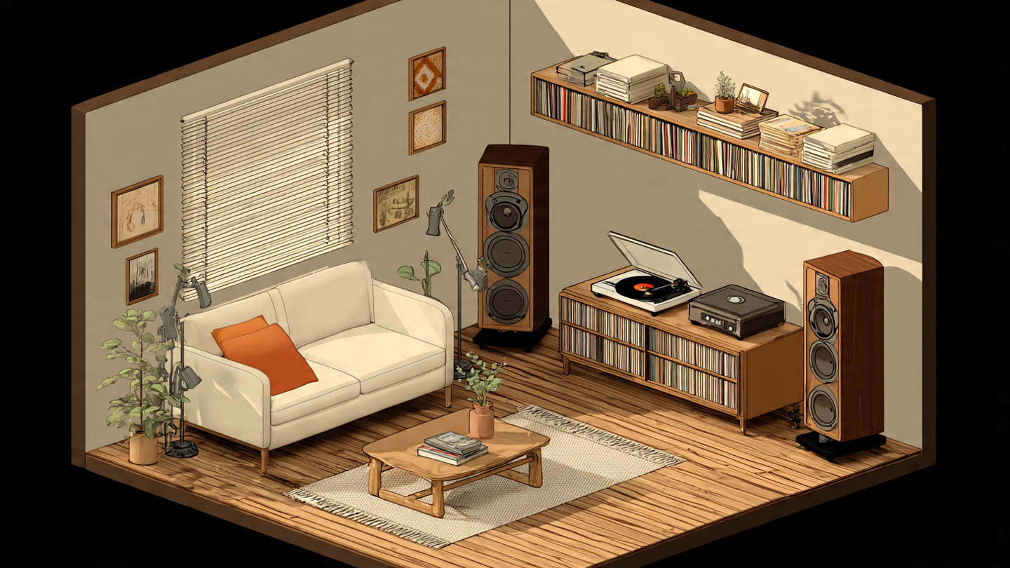 동선이 좋은 거실 레코드 코너 배치