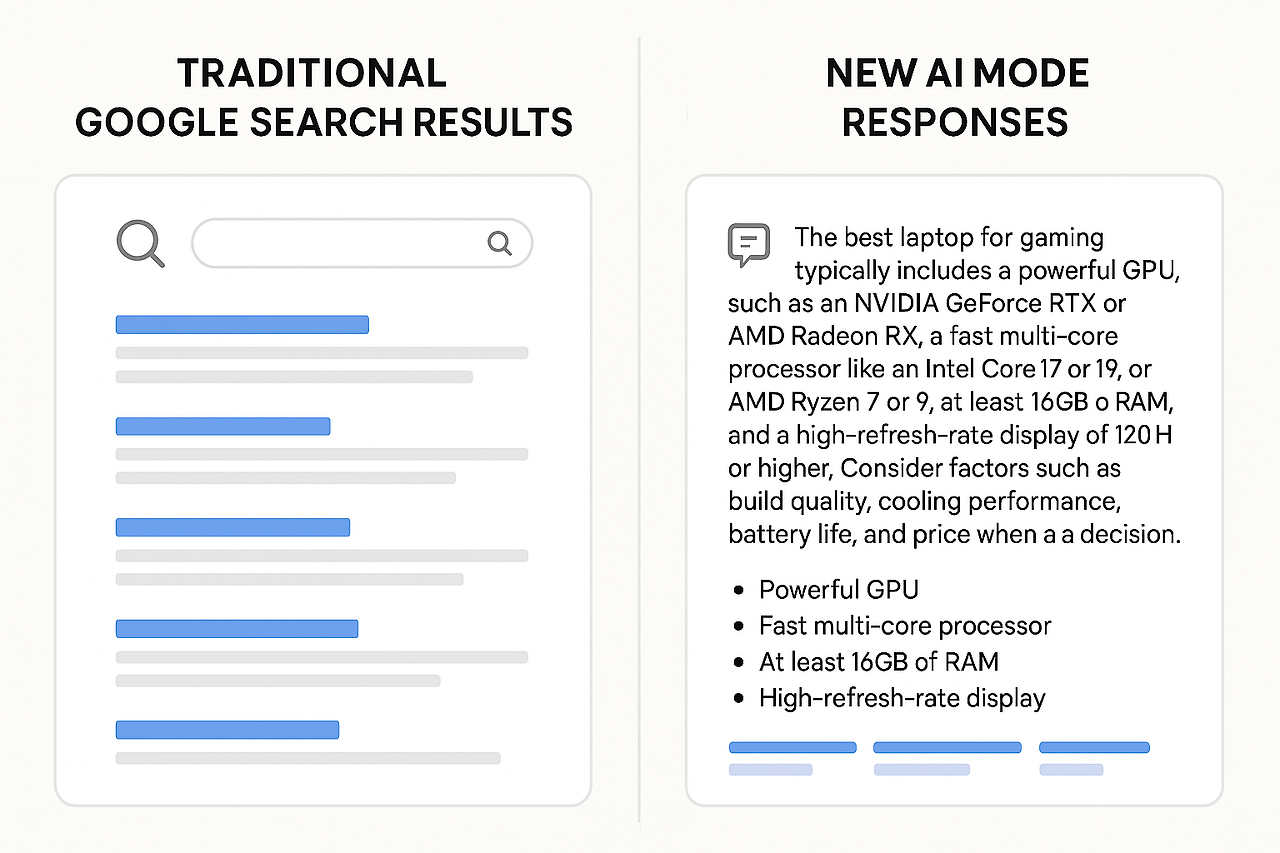 기존 구글 검색과 AI 모드의 차이점 비교