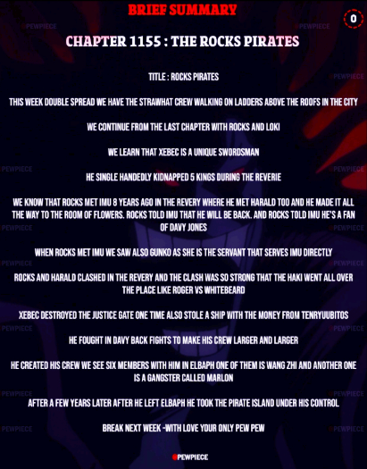 원피스 1155화 충격 줄거리 록스 해적단 비밀 리벨리 침투 vs 이무 스포1