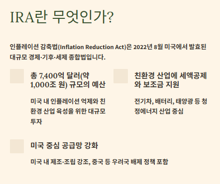 IRA(인플레이션 감축법)란? IRA내용과 국내기업 영향