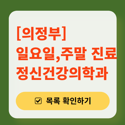 의정부시 주말 일요일 진료 정신과(정신건강의학과) 추천 리스트 ❘ 토요일, 공휴일 문 여는 병원 목록