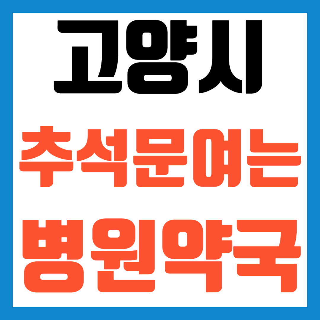 2025 고양시 일산 추석 문여는 병원 약국 응급실