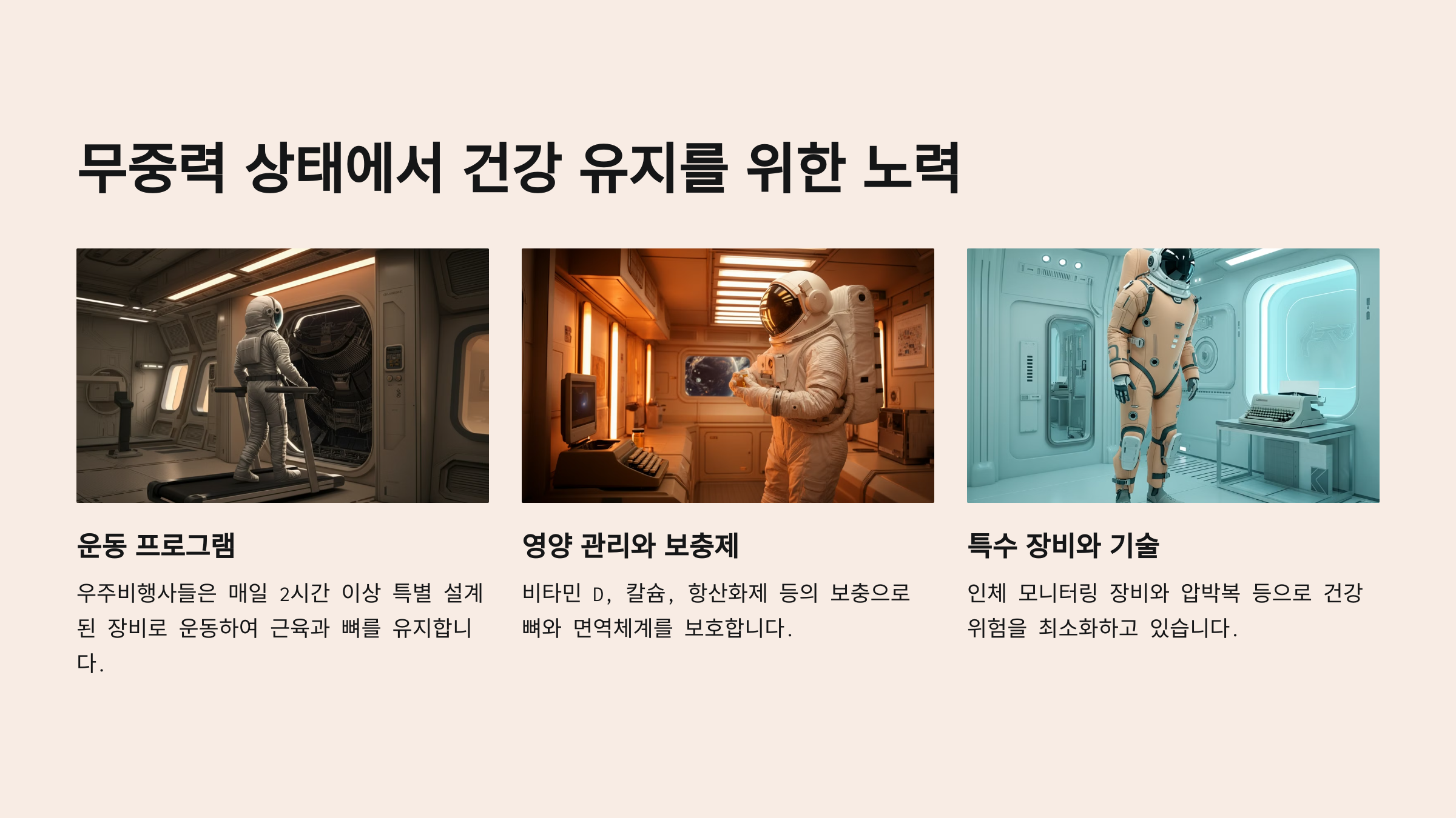 alt=무중력 상태에서 건강유지