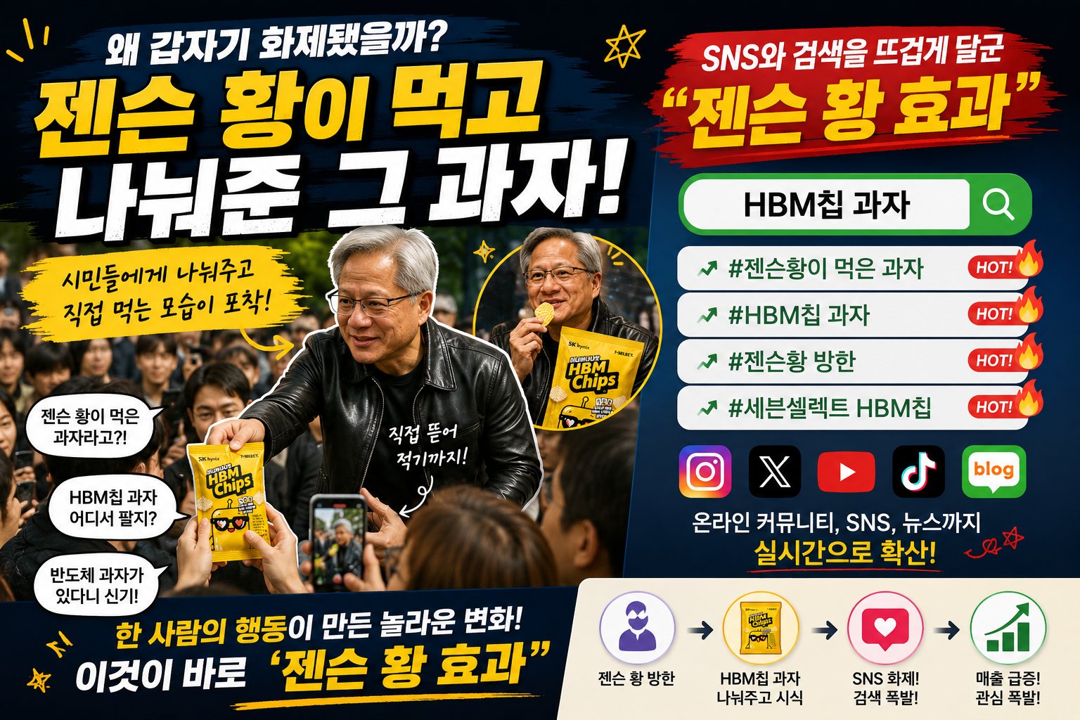 젠슨 황이 HBM칩 과자를 나눠주며 화제가 된 장면 이미지