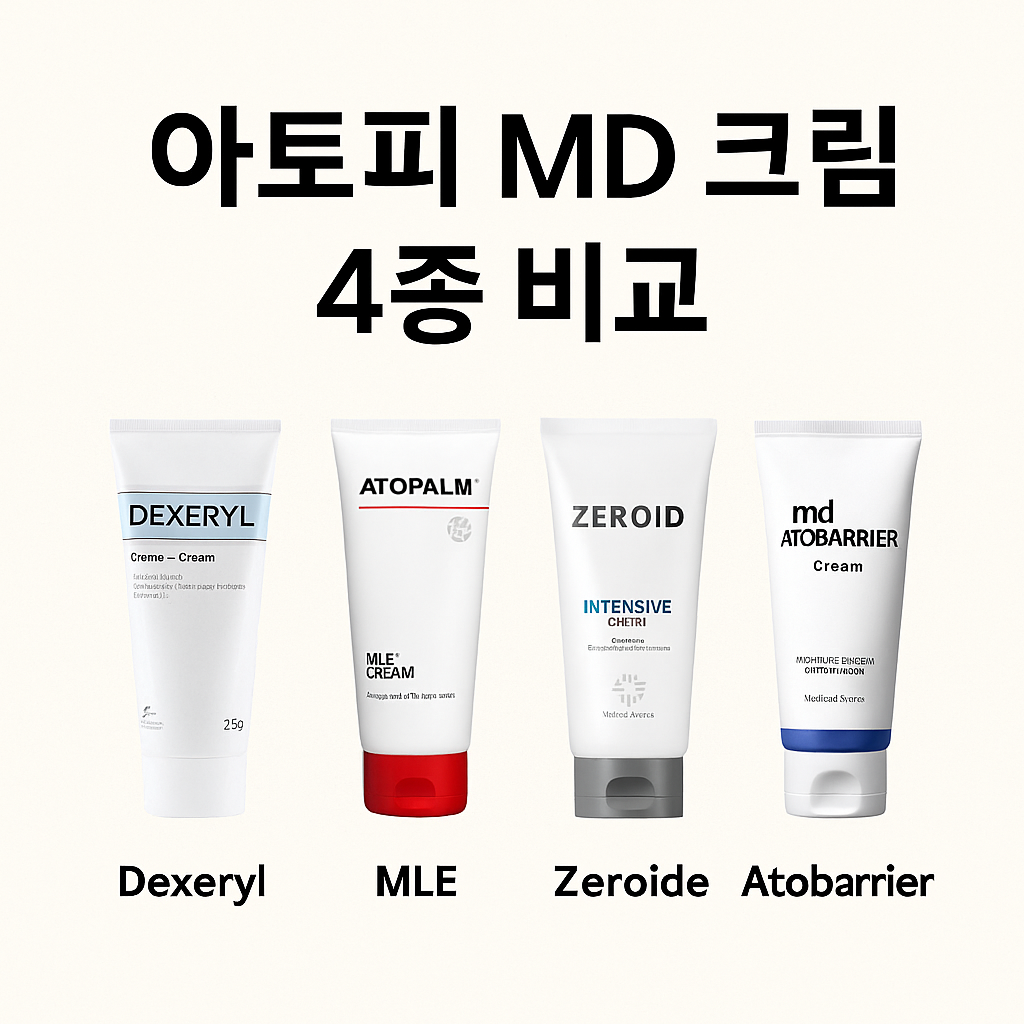 아토피 MD 크림 4종 비교｜덱세릴&middot;아토팜&middot;제로이드&middot;아토베리어 차이점 총정리