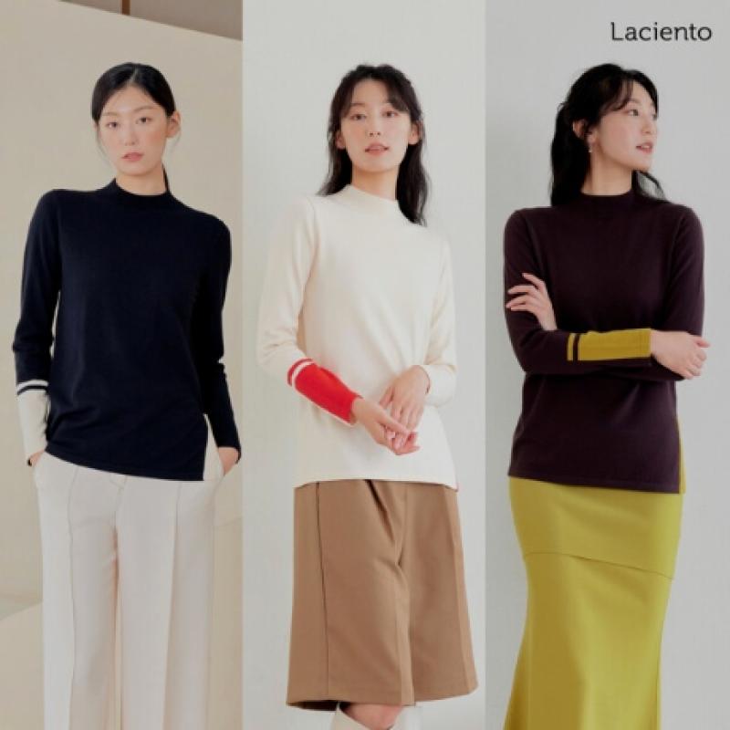 라씨엔토 23 Winter 컬러 배색 모크넥 니트 3종