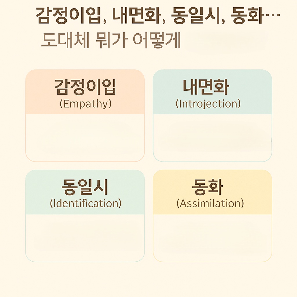 감정이입, 내면화, 동일시, 동화... 도대체 뭐가 어떻게 다른 건데?