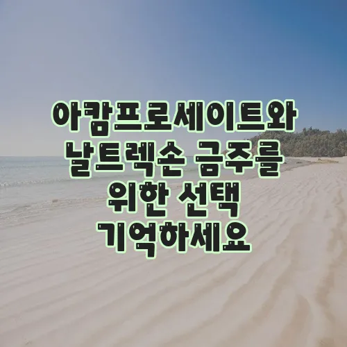 아캄프로세이트와 날트렉손 금주를 위한 선택 기억하세요