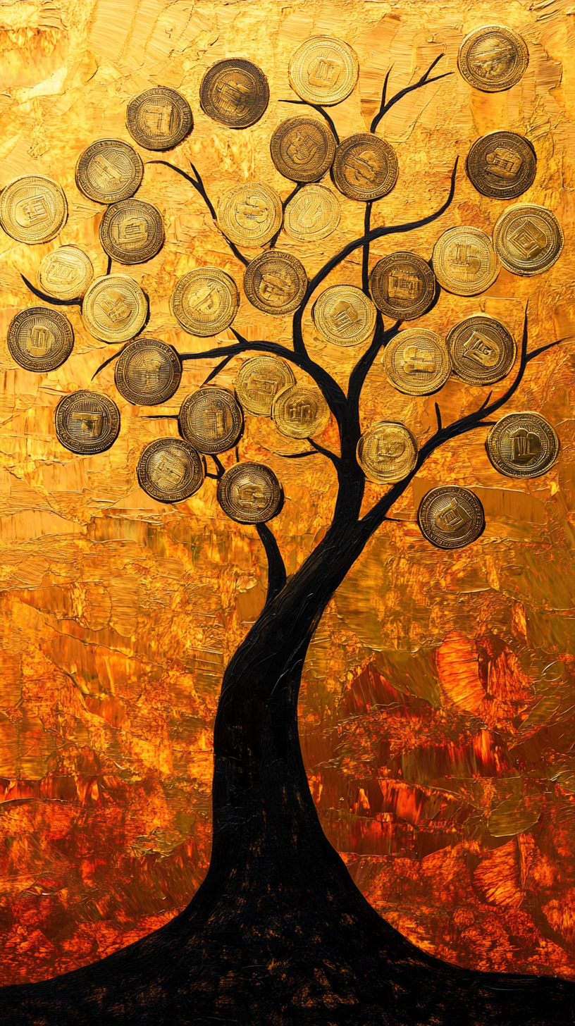 황금-돈나무-그림-돈들어오는-그림,-풍수-그림-액자