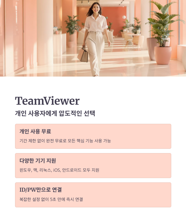 1위 TeamViewer: 개인 사용자에게 압도적인 선택