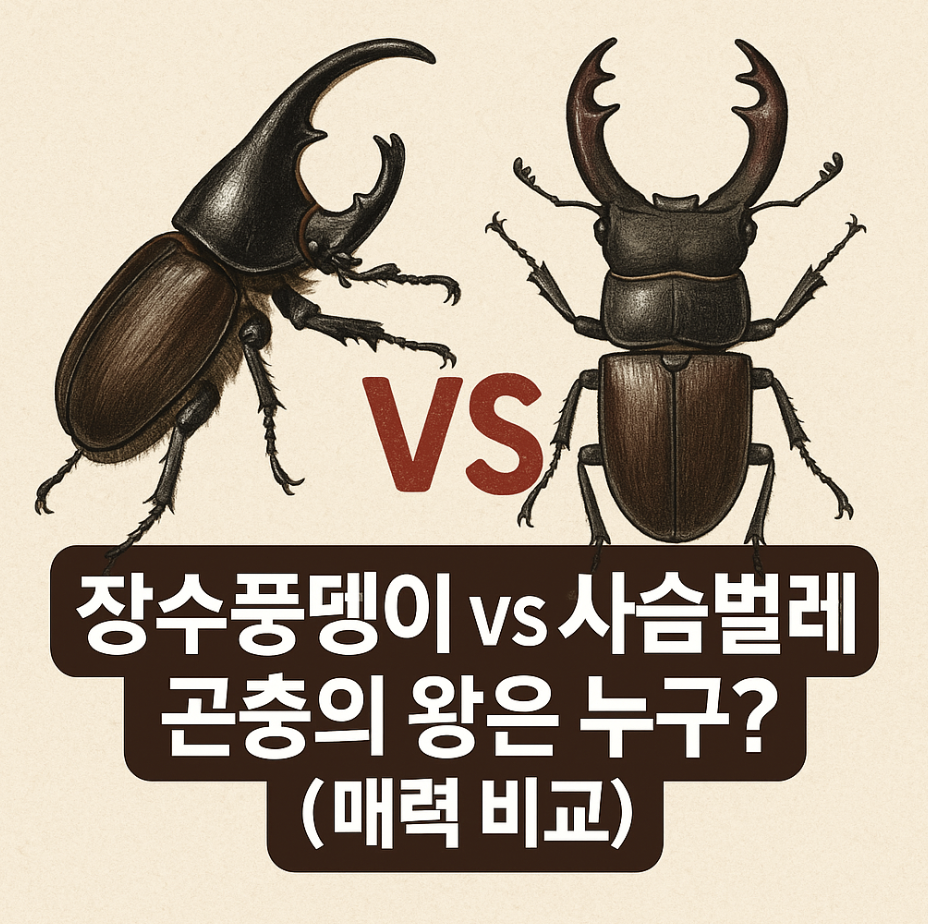 장수풍뎅이 vs 사슴벌레, 곤충의 왕은 누구? (매력 비교)