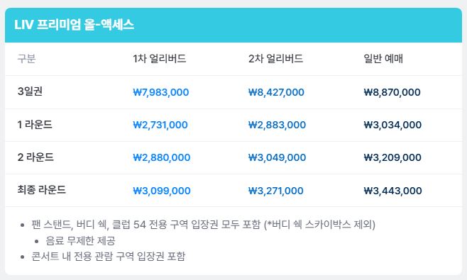 LIV 골프 코리아 10% 할인 티켓 예매하기