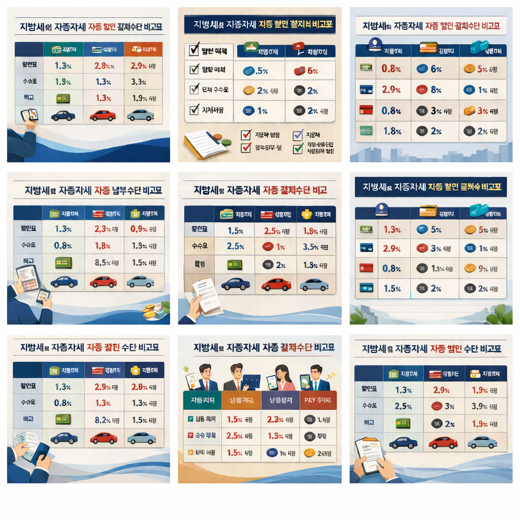 지방세와자동차세 등 자동할인 결제수단 비교표