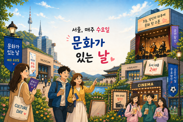 매주 수요일 문화가 있는 날 즐거워하는 시민들의 이미지