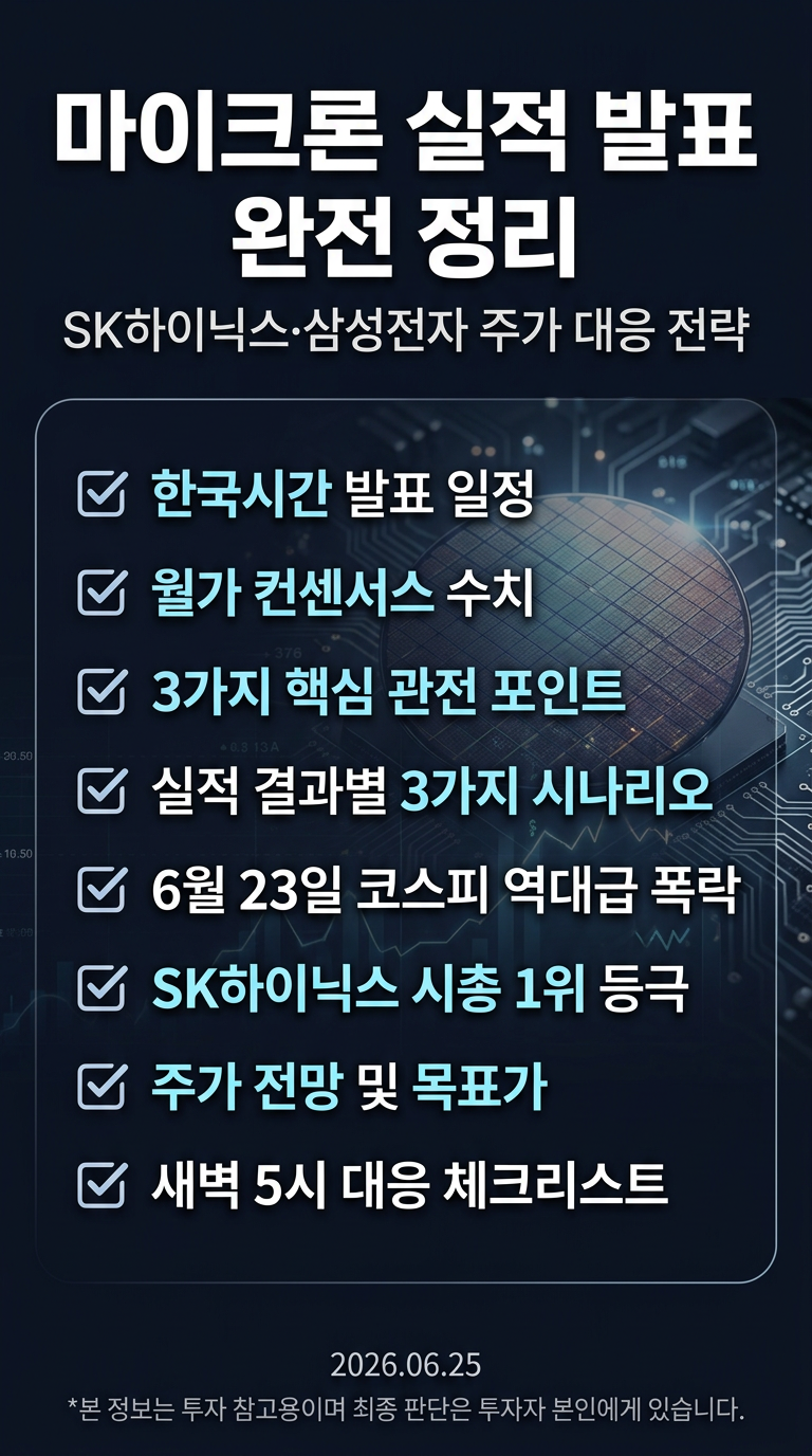 마이크론 실적 발표 한국 시간 언제, 예상 및 한국 증시 영향, SK하이닉스, 삼성전자 주가 예측 및 대응 방안
