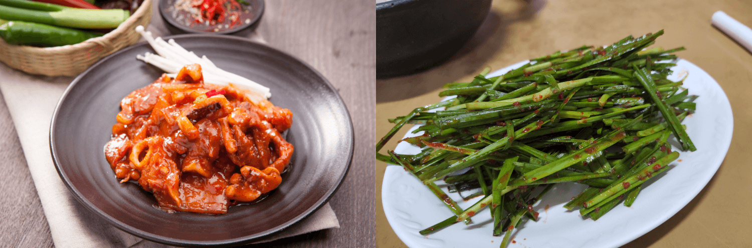 오삼불고기와 부추김치 사진