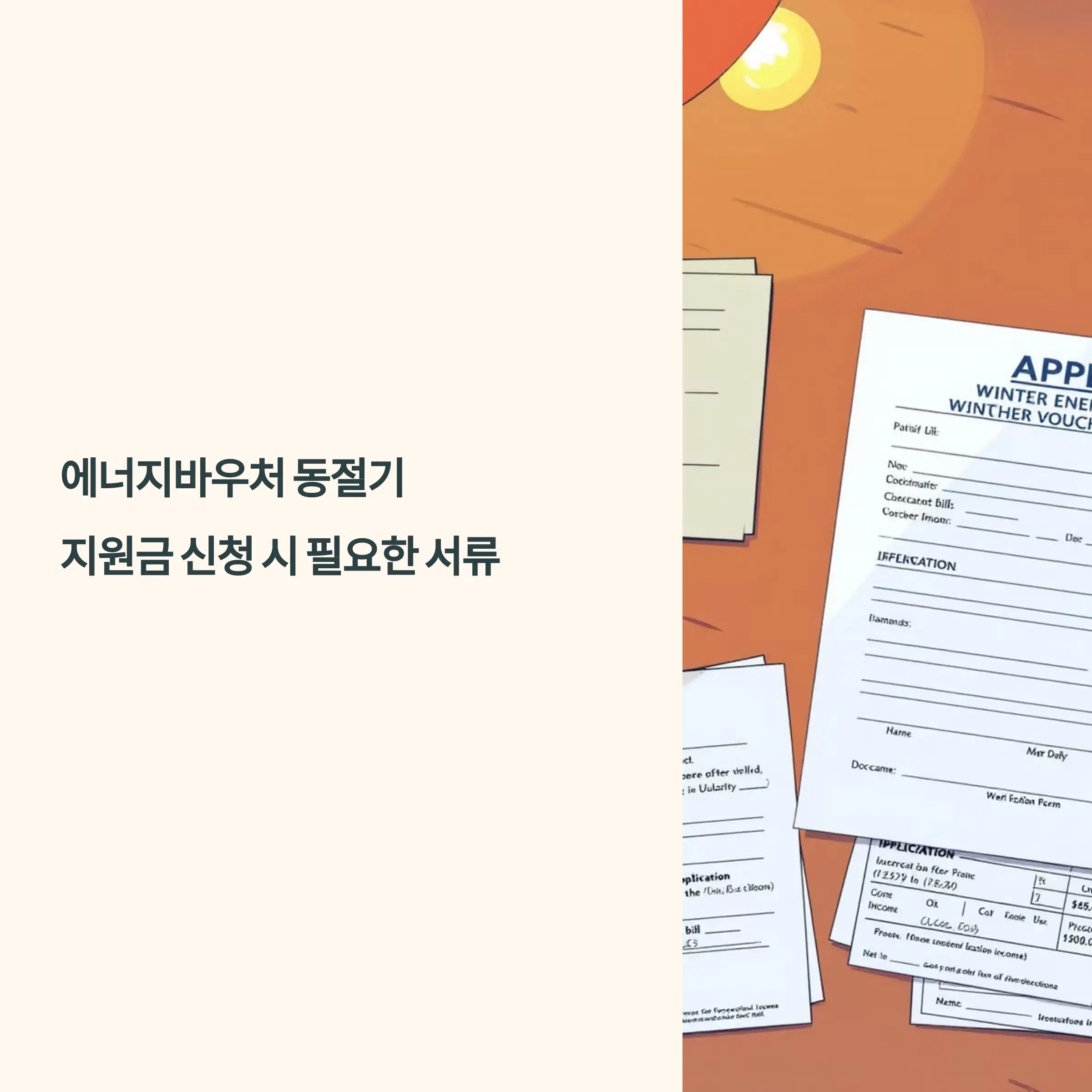에너지바우처 동절기 지원금 신청 시 필요한 서류