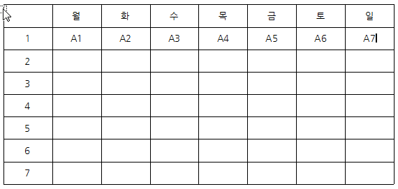 한글 표 자동 채우기