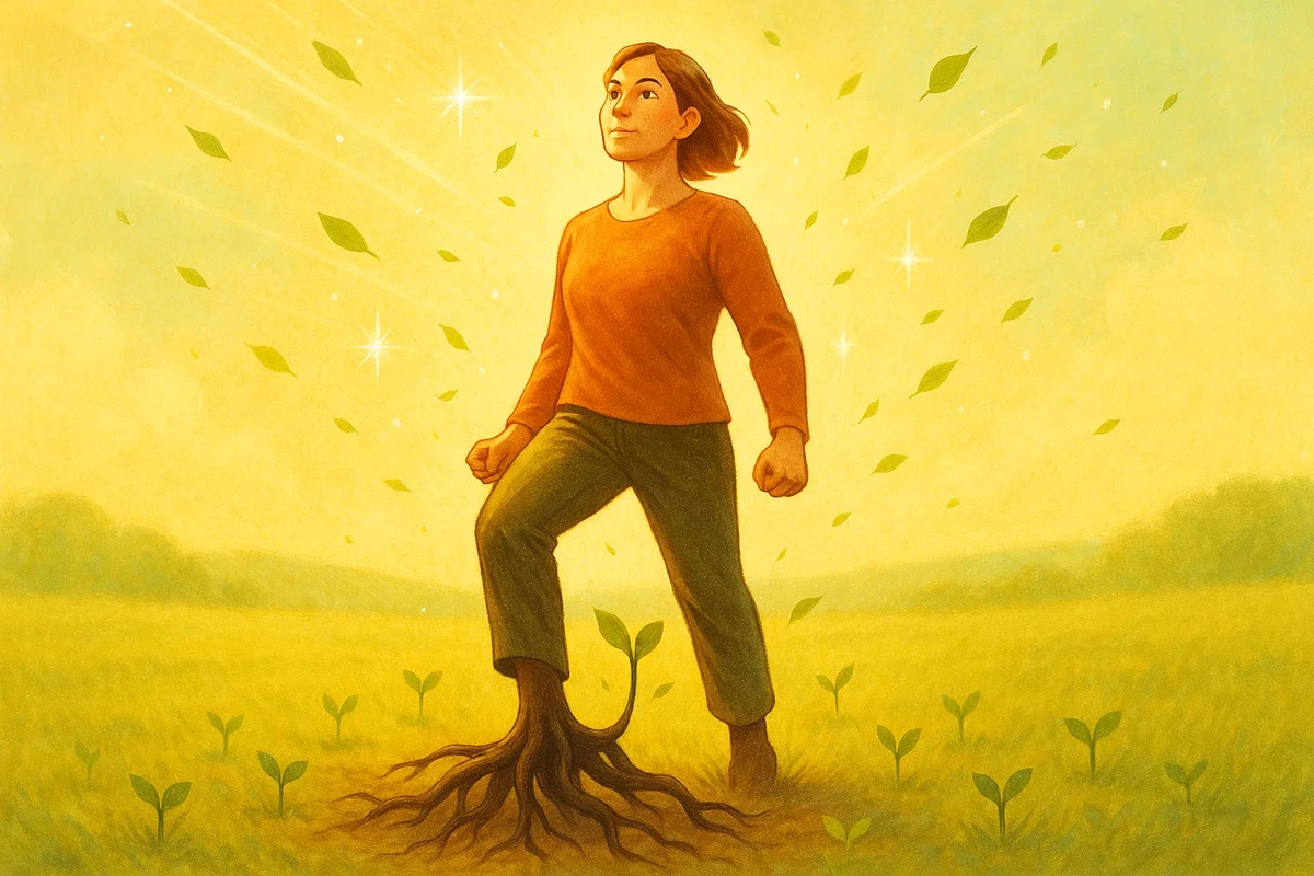 회복탄력성과 내면의 성장을 통해 다시 일어서는 모습을 상징하는 따뜻한 분위기의 일러스트 - 마음의 근력 키우기 훈련