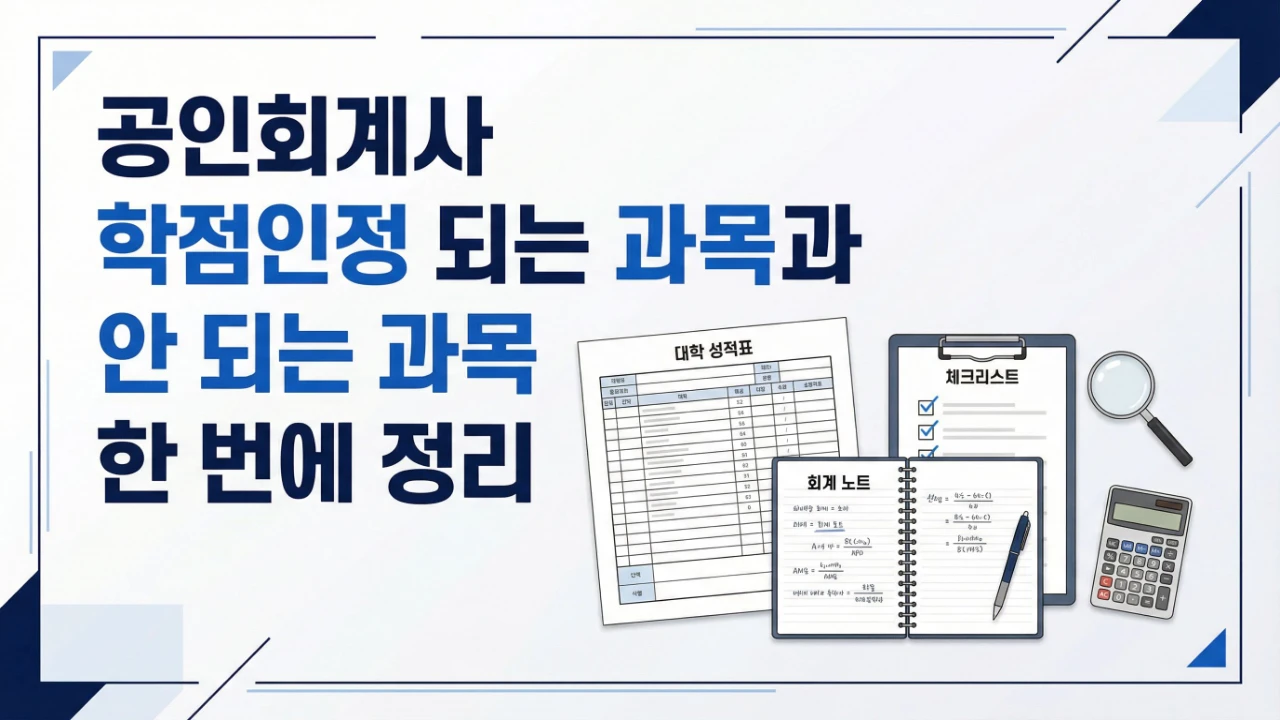 공인회계사 학점인정 기준과 인정 과목 확인 방법을 안내하는 대표이미지
